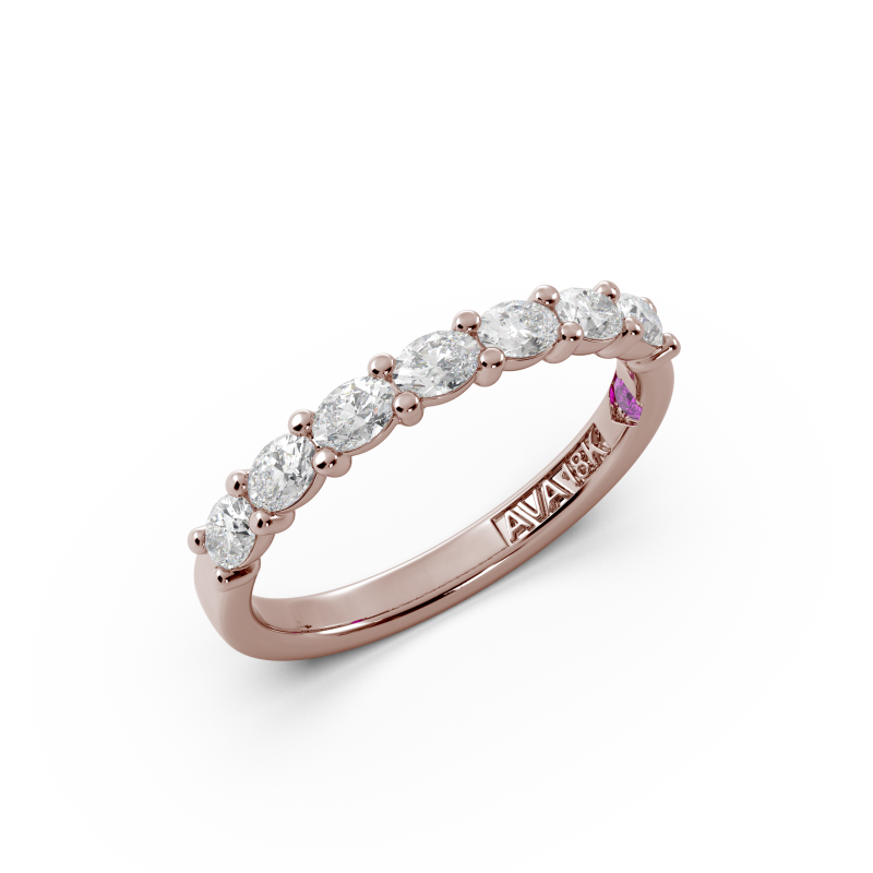 Oval Signature Cup East West Halfway Wedding Band