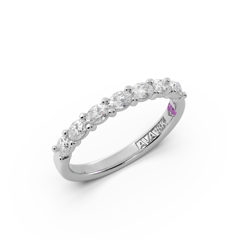 Oval Signature Cup East West Halfway Wedding Band