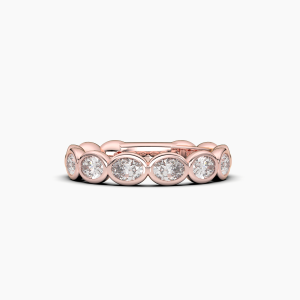 Oval Bezel Halfway Wedding Band