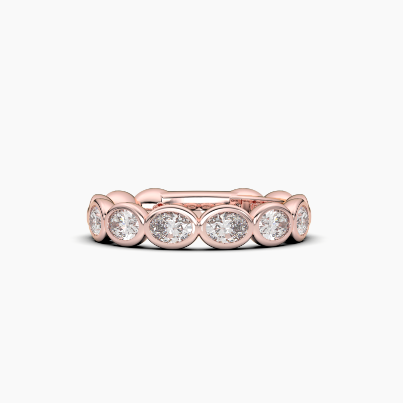 Oval Bezel Halfway Wedding Band