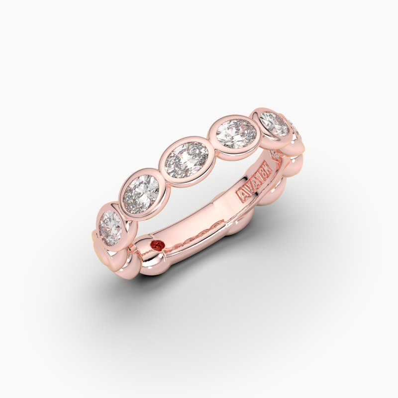 Oval Bezel Halfway Wedding Band