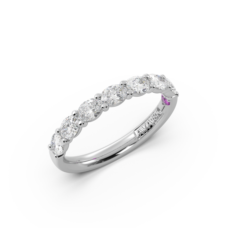 Oval Signature Cup East West Halfway Wedding Band