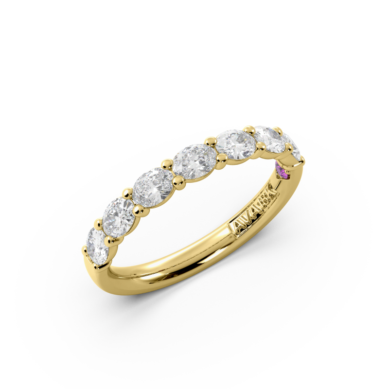 Oval Signature Cup East West Halfway Wedding Band