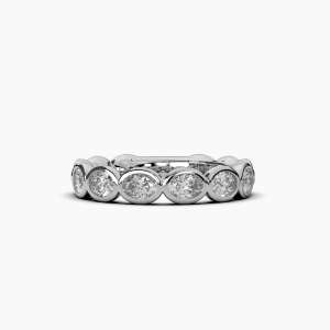 Oval Bezel Halfway Wedding Band