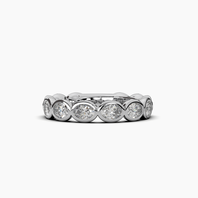 Oval Bezel Halfway Wedding Band