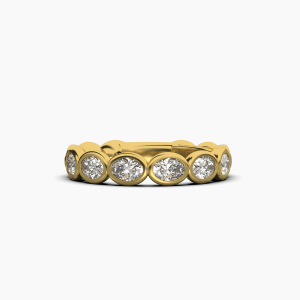 Oval Bezel Halfway Wedding Band