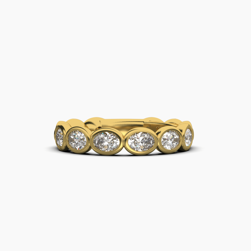 Oval Bezel Halfway Wedding Band