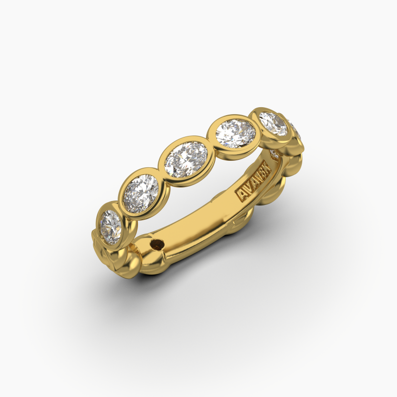 Oval Bezel Halfway Wedding Band
