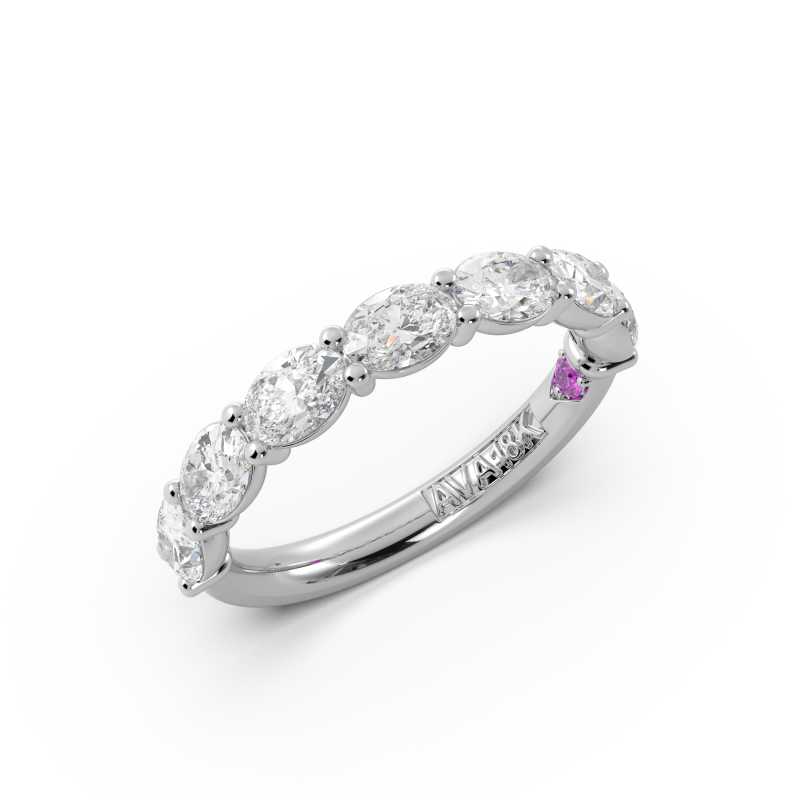 Oval Signature Cup East West Halfway Wedding Band