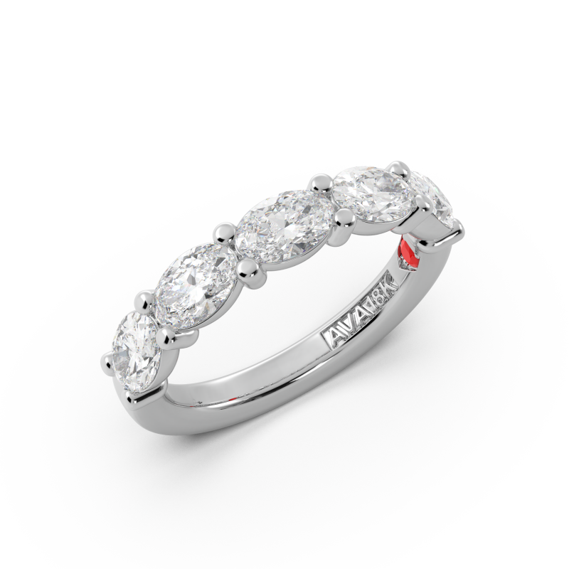 Oval Signature Cup East West Halfway Wedding Band