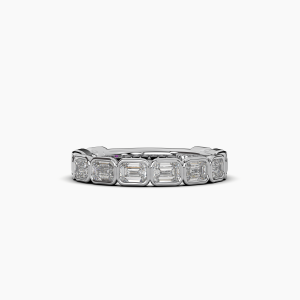 Emerald Bezel Halfway Wedding Band