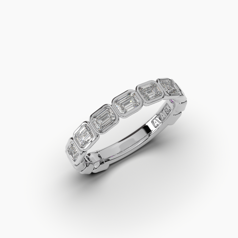 Emerald Bezel Halfway Wedding Band
