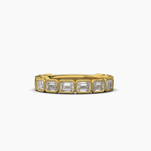 Emerald Bezel Halfway Wedding Band
