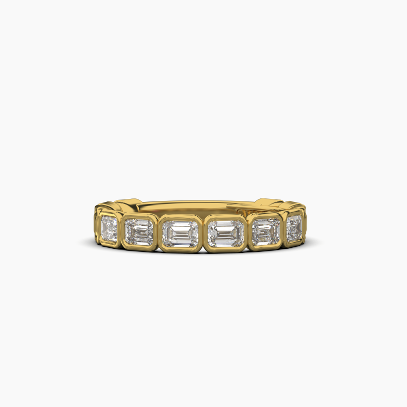 Emerald Bezel Halfway Wedding Band