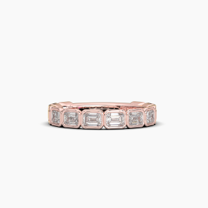 Emerald Bezel Halfway Wedding Band