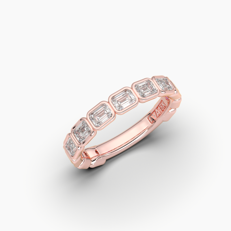 Emerald Bezel Halfway Wedding Band