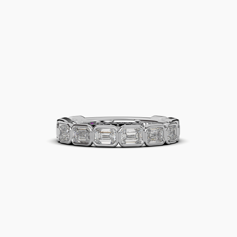 Emerald Bezel Halfway Wedding Band