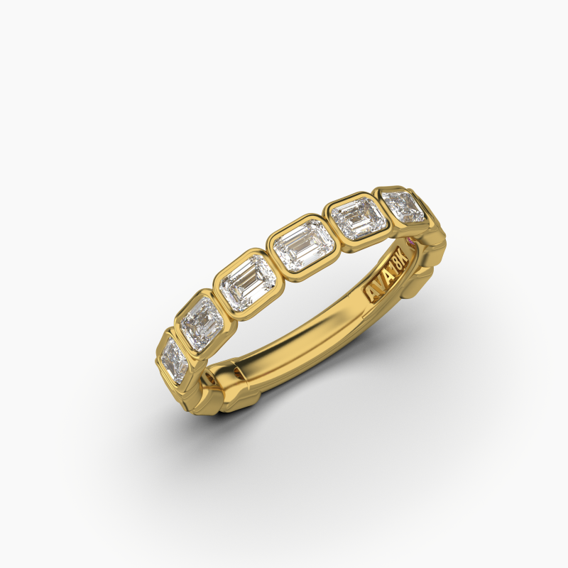 Emerald Bezel Halfway Wedding Band
