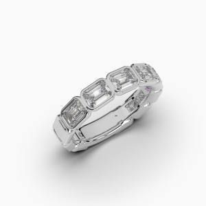 Emerald Bezel Halfway Wedding Band