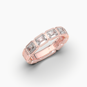 Emerald Bezel Halfway Wedding Band