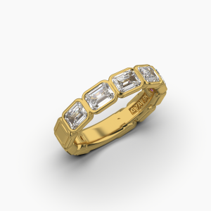 Emerald Bezel Halfway Wedding Band