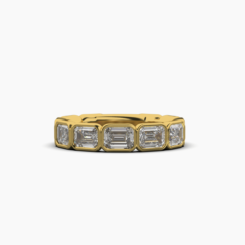 Emerald Bezel Halfway Wedding Band