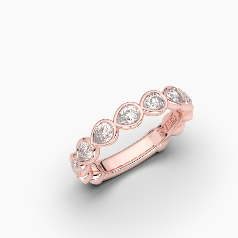 Pear Bezel Halfway Wedding Band