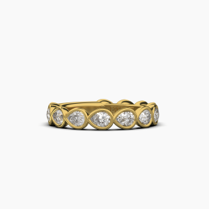Pear Bezel Halfway Wedding Band