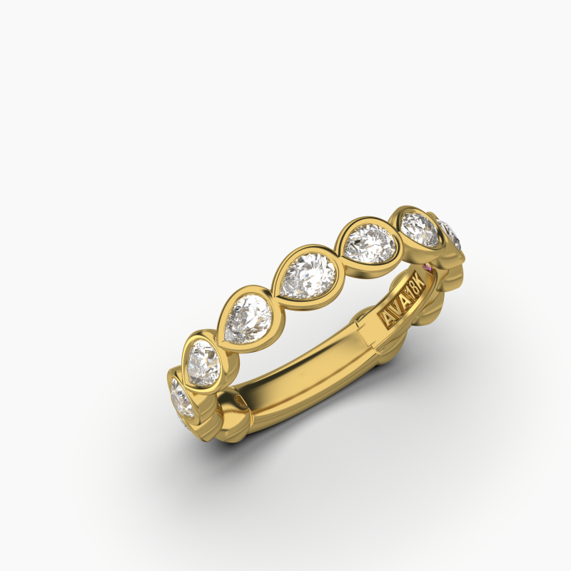 Pear Bezel Halfway Wedding Band