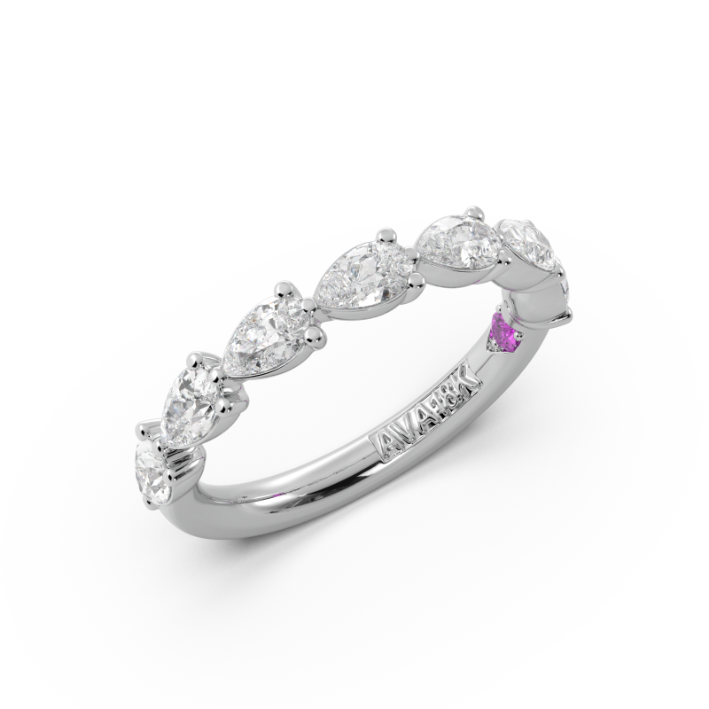 Pear Signature Cup East West Halfway Wedding Band