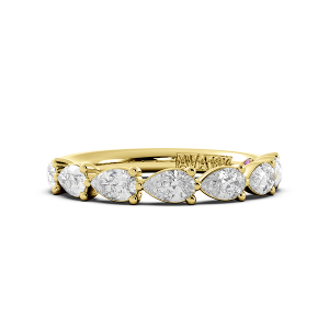 Pear Signature Cup East West Halfway Wedding Band