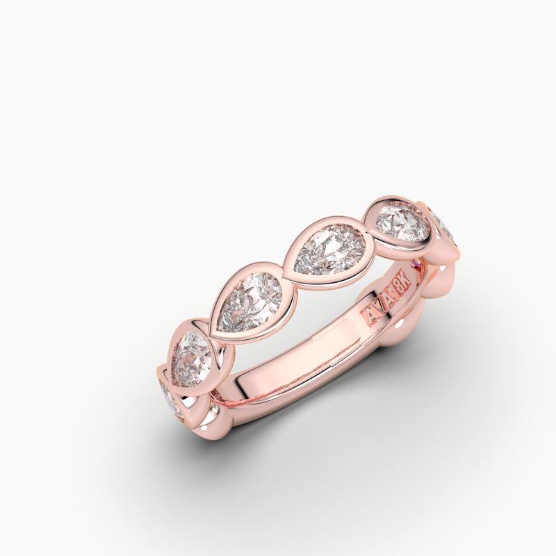 Pear Bezel Halfway Wedding Band