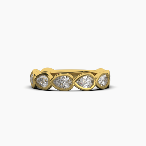 Pear Bezel Halfway Wedding Band