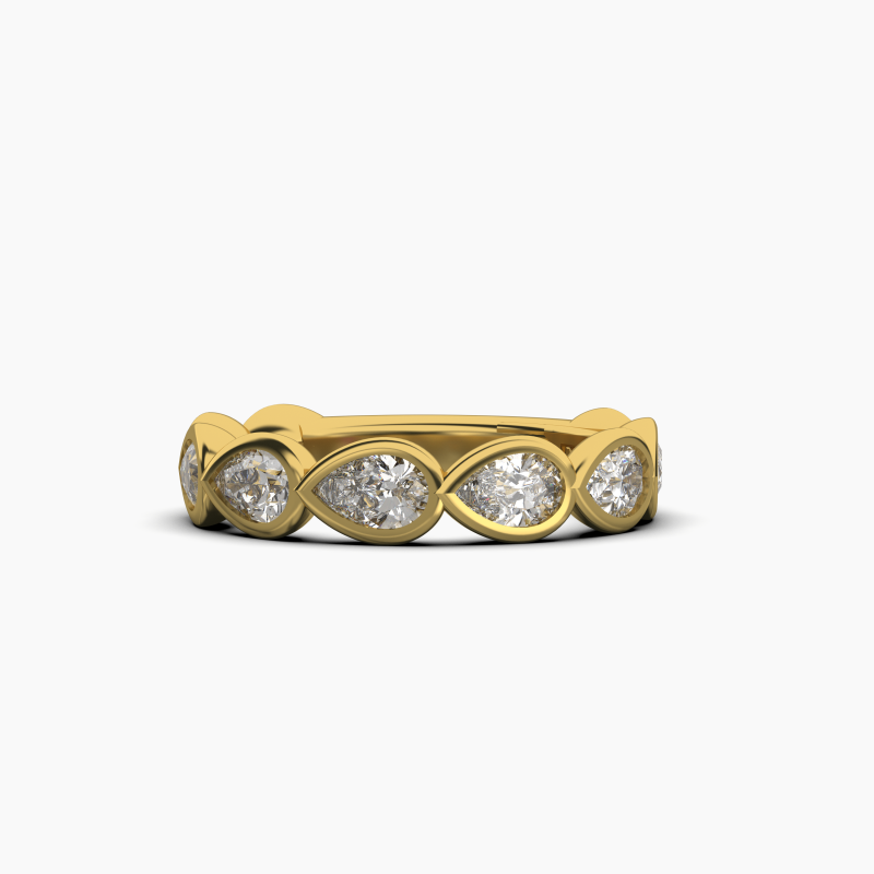 Pear Bezel Halfway Wedding Band