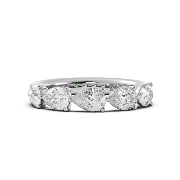 Pear Signature Cup East West Halfway Wedding Band