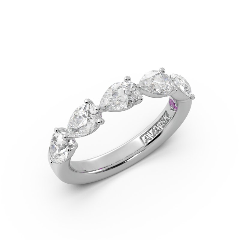 Pear Signature Cup East West Halfway Wedding Band