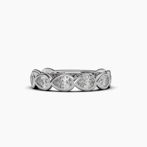 Pear Bezel Halfway Wedding Band