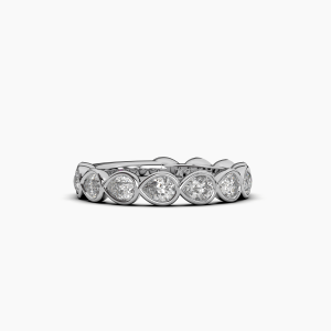 Pear Bezel Halfway Wedding Band