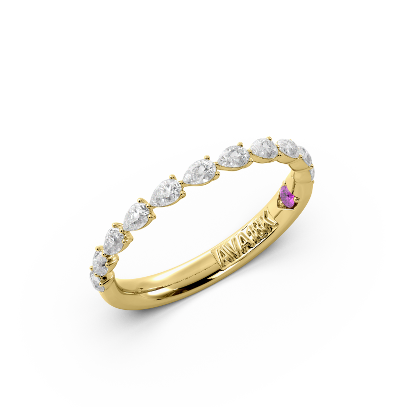 Pear Signature Cup East West Halfway Wedding Band