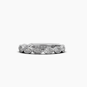 Marquise Bezel Halfway Wedding Band