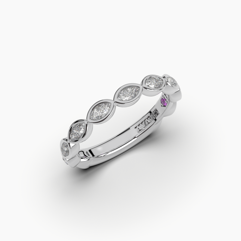 Marquise Bezel Halfway Wedding Band