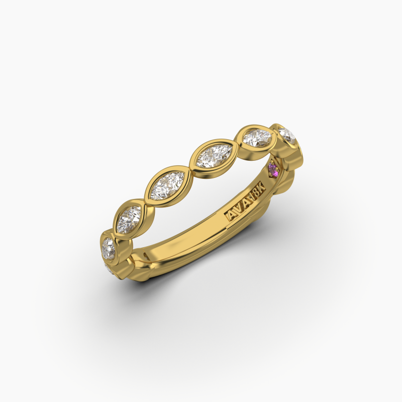 Marquise Bezel Halfway Wedding Band
