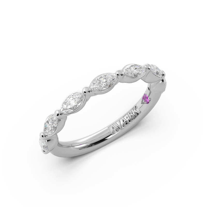 Marquise Signature Cup East West Halfway Wedding Band