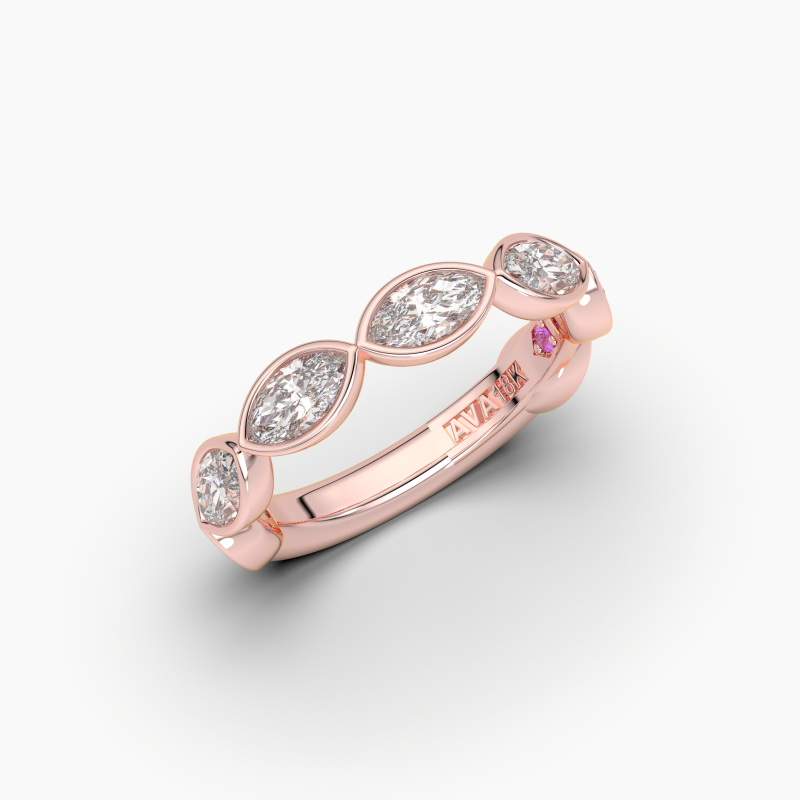 Marquise Bezel Halfway Wedding Band
