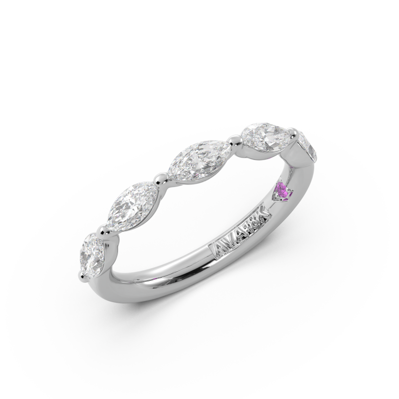 Marquise Signature Cup East West Halfway Wedding Band