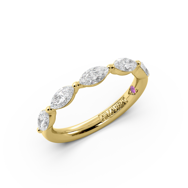 Marquise Signature Cup East West Halfway Wedding Band