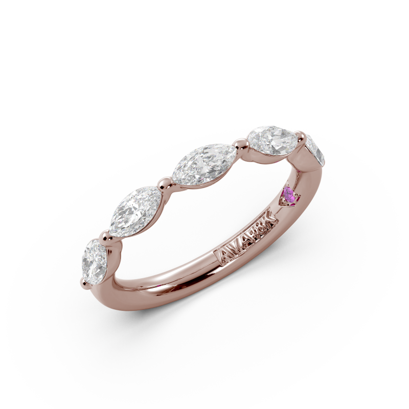Marquise Signature Cup East West Halfway Wedding Band