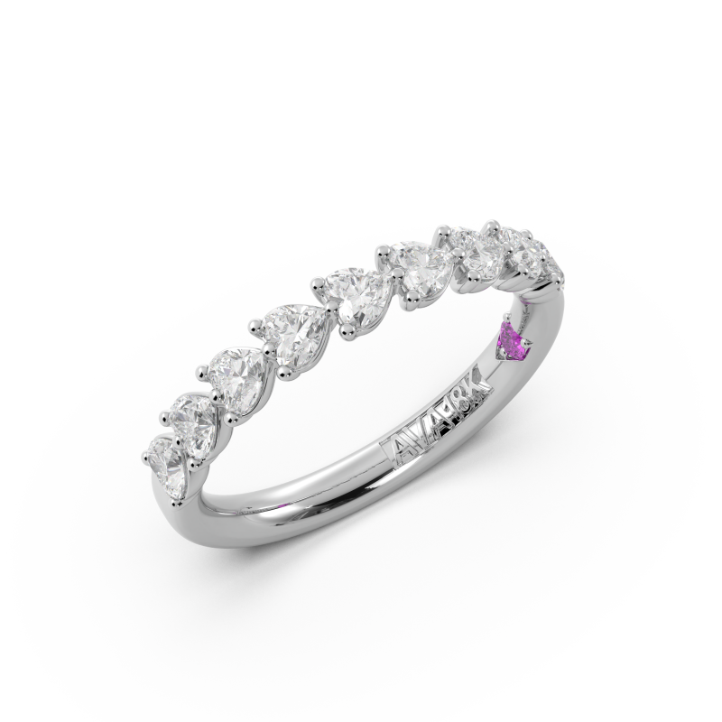 Heart Signature Cup East West Halfway Wedding Band