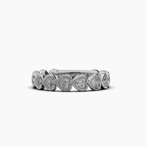 Heart Bezel Halfway Wedding Band