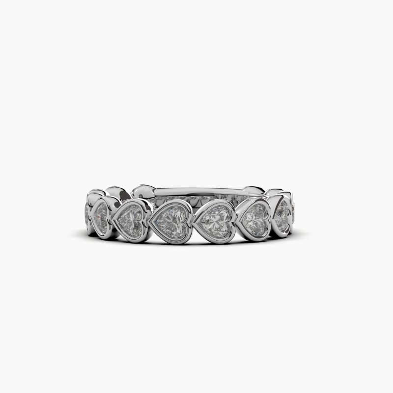 Heart Bezel Halfway Wedding Band